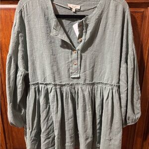NWT Easel Boutique Brand Sage Green Peplum Blouse
